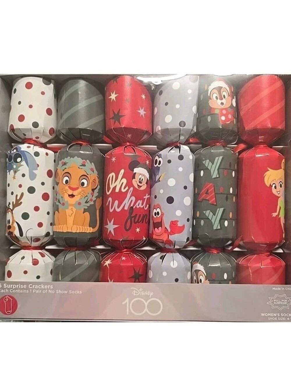 Disney Pixar 6-Pack Surprise Party Crackers With Socks Mickey Nemo Lion King New